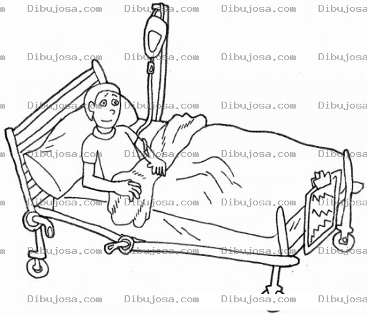 Dibujo para colorear Dibujo De Un Muchacho Hospitalizado Recibiendo Una Transfusion De Sangre Para Pintar Y Colorear Chico En Hospital