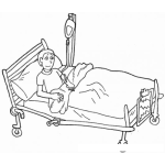 Dibujo para colorear Dibujo De Un Muchacho Hospitalizado Recibiendo Una Transfusion De Sangre Para Pintar Y Colorear Chico En Hospital