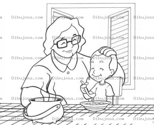 Dibujo para colorear Abuelitaynieto Dibujo De Abuelita Dandole De Comer A Su Nieto De 4 Anos Para Pintar Y Colorear Nietoyabuela Abuelaynieto