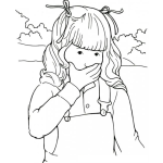 Dibujo para colorear Dibujo De Nina Riendose Con La Boca Tapada Para Pintar Y Colorear