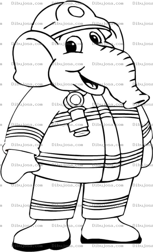 Dibujo para colorear Elefantebombero Dibujo De Un Elefante Bombero Para Pintar Y Colorear Bomberoelefante