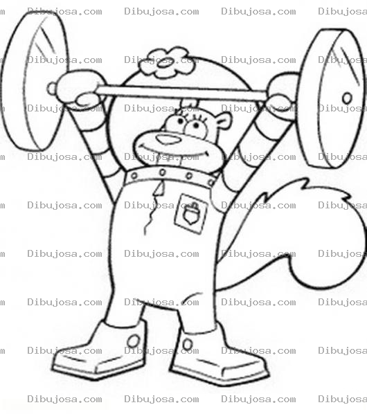 Dibujo para colorear Dibujo De Ardilla Astronauta Haciendo Pesas Para Pintar Y Colorear