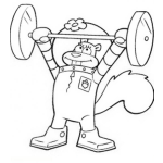 Dibujo para colorear Dibujo De Ardilla Astronauta Haciendo Pesas Para Pintar Y Colorear
