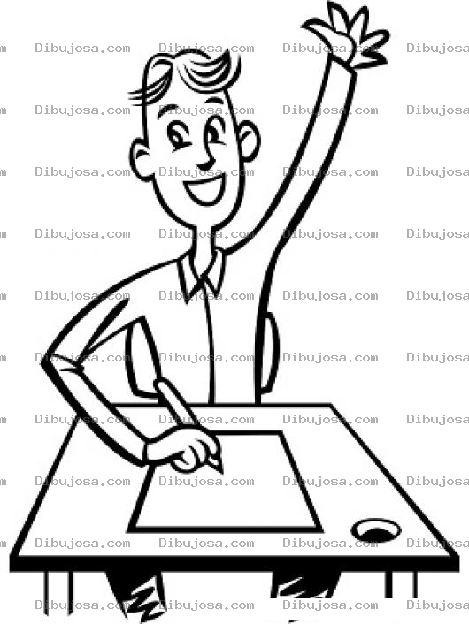 Dibujo para colorear Manoarriba Dibujo De Alumno Con La Mano Levantada Para Pintar Y Colorear