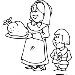 Dibujo para colorear Pavohorneado Dibujo De Una Mama Y Su Hijo Con Un Pavo Horneado Para Pintar Y Colorear Chumpe De Accion De Gracias