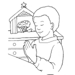 Dibujo para colorear Dibujo De Negrito Rezando Frente A Un Nacimiento