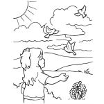 Dibujo para colorear Pajaritosvolando Dibujo De Nina Viendo Pajaritos Volando Para Pintar Y Colorear Pajarosvolando