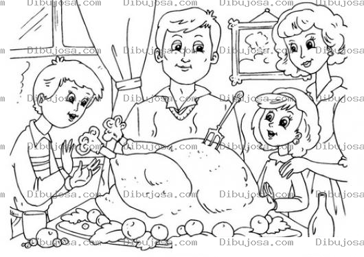 Dibujo para colorear Diadeacciondegracias Dibujo Del Thanksgivingday Para Pintar Y Colorear Familia Reunida Al Rededor De Un Chompipe Horneado El Dia De Dar Gracias