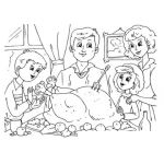 Dibujo para colorear Diadeacciondegracias Dibujo Del Thanksgivingday Para Pintar Y Colorear Familia Reunida Al Rededor De Un Chompipe Horneado El Dia De Dar Gracias