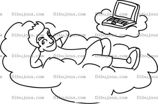 Dibujo para colorear Vidachiling Dibujo De Hombre Ganando Dinero Por Internet Mientras El Esta Descansando Para Pintar Y Colorear