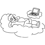 Dibujo para colorear Vidachiling Dibujo De Hombre Ganando Dinero Por Internet Mientras El Esta Descansando Para Pintar Y Colorear