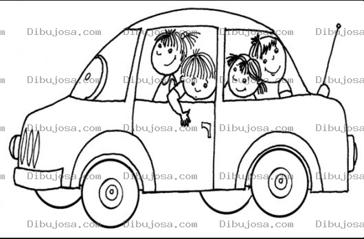 Dibujo para colorear Dibujo De Un Carro Con 4 Personas Para Pintar Y Colorear