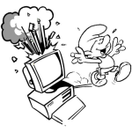 Dibujo para colorear Computadora De Pitufo Para Pintar Y Colorear Ordenador Explotando