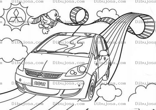 Dibujo para colorear Coltmitsubishi Dibujo De Un Colt Mitsubishi Para Pintar Y Colorear Carro En Arcoiris