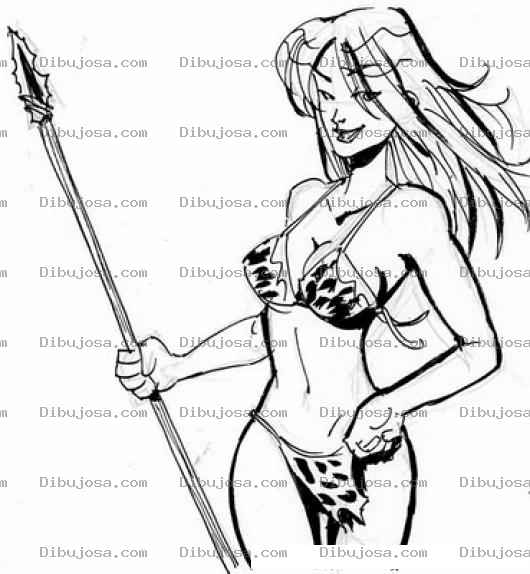 Dibujo para colorear Noviadetarzan Dibujo De La Novia De Tarzan Para Pintar Y Colorear Chica Salvaje Con Lanza
