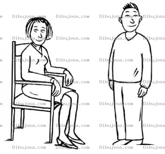 Dibujo para colorear Las damas primero Dibujo De Mujer Sentada Y Hombre Parado Para Pintar Y Colorear Mujersentada Y Hombreparado