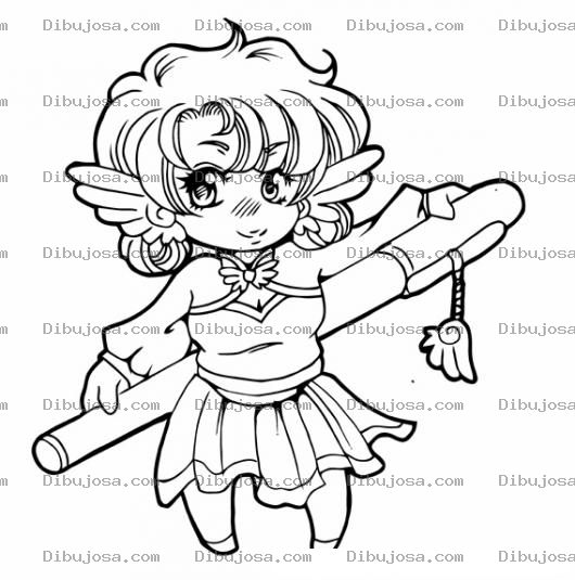 Dibujo para colorear Dibujo De Una Angelita Con Boligrado Para Pintar Y Colorear