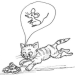 Dibujo para colorear Gatoconfundido Dibujo De Gato Tirandose Encima De Una Culebra Pensando Que Es Un Raton Para Pintar Y Colorear Un Gato Confundido
