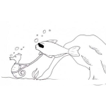 Dibujo para colorear Pezciego Dibujo De Pescado Ciego Con Caballito De Mar Guia Para Pintar Y Colorear Pez Ciego