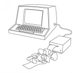 Dibujo para colorear Dibujo De Computadora Vieja Con Impresora De Tickets Para Pintar Y Colorear