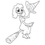 Dibujo para colorear Brujita Volando Con Escoba Para Colorear