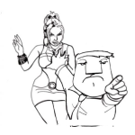 Dibujo para colorear Dibujo De Chaparro Celoso Defendiendo A Su Mujer De Los Albaniles Para Pintar Y Colorear