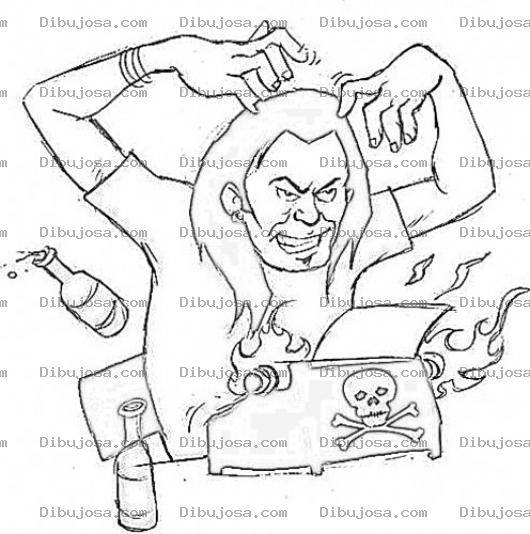 Dibujo para colorear Drogadicto Mecanografo Para Pintar Y Colorear Mariguano Drogado Con Maquina De Escribir Agarrando Fuego