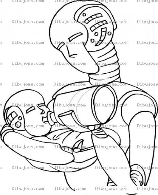 Dibujo para colorear Beberobot Dibujo De Un Papa Robot Dndo Biberon A Un Bebe Robot Para Pintar Y Colorear Robotbebe