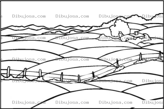 Dibujo para colorear Paisajes Dibujo De Un Paisaje Con Montanas Para Pintar Y Colorear