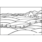 Dibujo para colorear Paisajes Dibujo De Un Paisaje Con Montanas Para Pintar Y Colorear