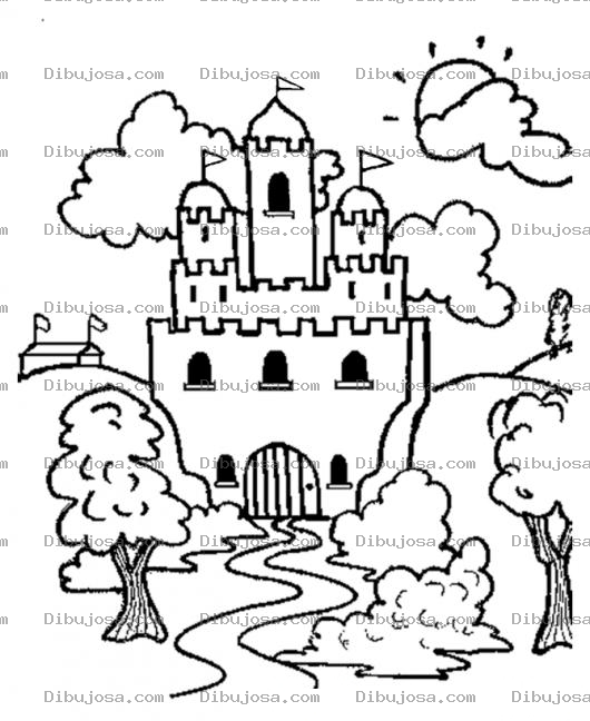 Dibujo para colorear Paisaje De Princesa Dibujo De Un Paizaje Con Un Castillo En El Paisage Paizage