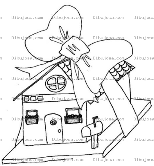 Dibujo para colorear Regalocasa Dibujo De Una Casa De Regalo Envuelta En Una Mona Para Pintar Y Colorear Regalo De Casa