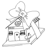 Dibujo para colorear Regalocasa Dibujo De Una Casa De Regalo Envuelta En Una Mona Para Pintar Y Colorear Regalo De Casa