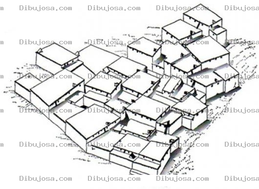 Dibujo para colorear Viviendas Desordenadas Para Colorear