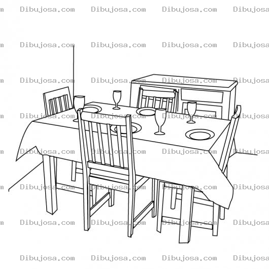 Dibujo para colorear Dibujo De Un Comedor Para Pintar Y Colorear Mesa Con 4 Sillas Para Colorear Mesadecomedor