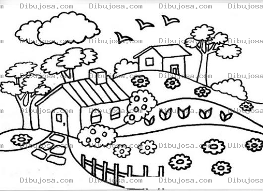 Dibujo para colorear Dibujo De Dos Vivinedas Para Pintar Y Colorear Casas De Campo
