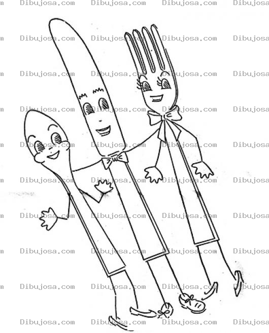 Dibujo para colorear Utensilios Cocina Dibujo De Cucharita Cuchillo Y Tenedor Para Pintar Y Colorear Utencilios De Cocina