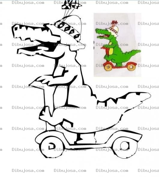 Dibujo para colorear Colorear Lagarto en Patineta