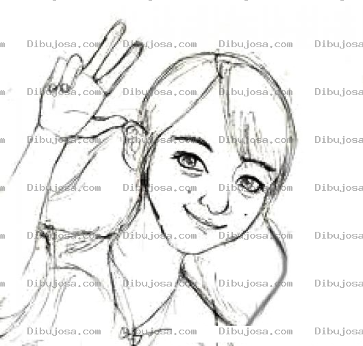 Dibujo para colorear Chicabuenaonda Dibujo De Chica Buena Onda Saludando Para Colorear Saludo Con Dos Dedos