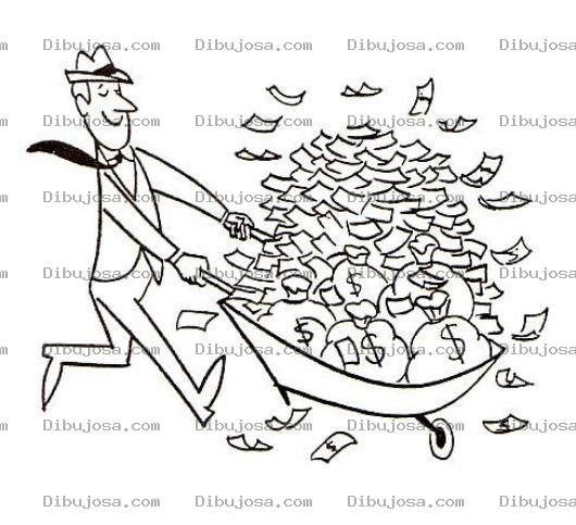 Dibujo para colorear Billetales Dibujo De Un Hombre Con Una Carreta Llena De Dinero Para Pintar Y Colorear Un Dineral