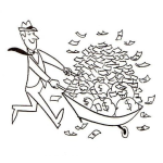 Dibujo para colorear Billetales Dibujo De Un Hombre Con Una Carreta Llena De Dinero Para Pintar Y Colorear Un Dineral