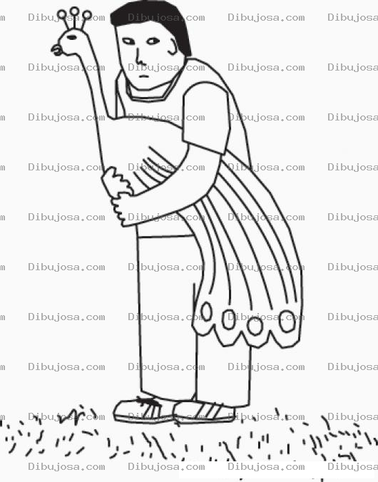 Dibujo para colorear Dibujo De Hombre Con Pavo Real Para Pintar Y Colorear Pavoreal