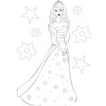 Dibujo para colorear Barbie con vestido largo