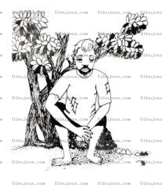 Dibujo para colorear Pobresentado Dibujo De Un Pobre Sentado A La Par De Un Arbusto Para Colorear