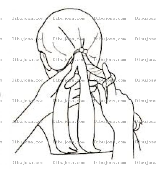 Dibujo para colorear Como Hacer Una Trenza De Pelo Dibujo Ilustrativo Para Colorear
