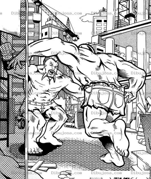 Dibujo para colorear Peleacallejera Dibujo De Una Pelea Callejera Para Pintar Y Colorear Peleadores De La Calle Peleando En El Parqueo De Una Fabrica
