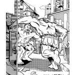 Dibujo para colorear Peleacallejera Dibujo De Una Pelea Callejera Para Pintar Y Colorear Peleadores De La Calle Peleando En El Parqueo De Una Fabrica