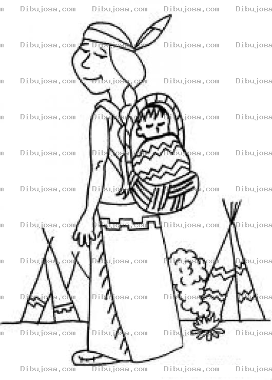 Dibujo para colorear Madre Indigena Dibujo De Una Mama Indita Con Su Bebe En La Espalda Para Pintar Y Colorear Mamaindigena