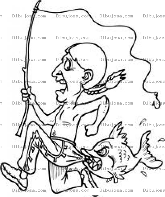 Dibujo para colorear Pescadoperro Dibujo De Un Pez Perro Mordiendo Nalgas De Indio Para Pintar Y Colorear Perropez Perropescado