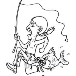 Dibujo para colorear Pescadoperro Dibujo De Un Pez Perro Mordiendo Nalgas De Indio Para Pintar Y Colorear Perropez Perropescado